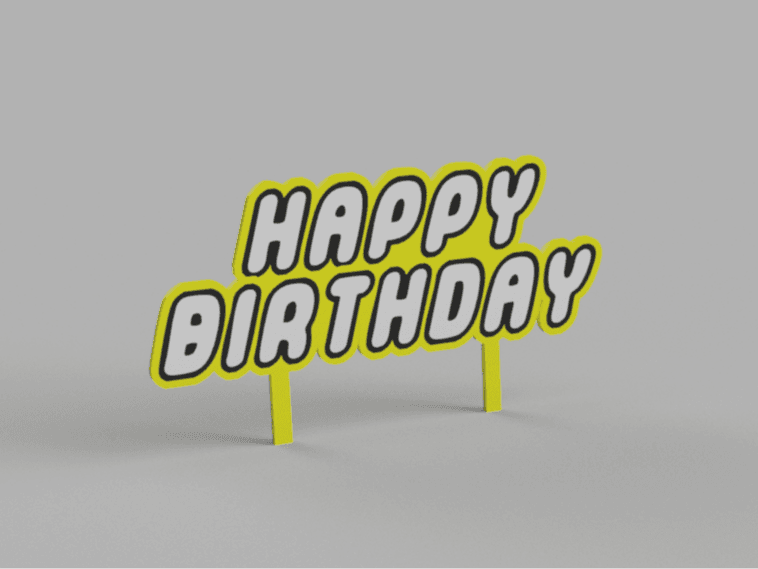 Happy Birthday Cake Topper 3D model preview