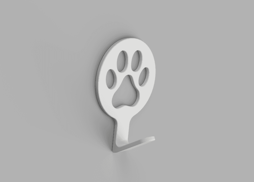 Stick On Dog Paw Print Hook 3D model preview