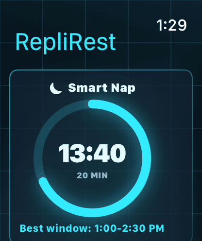 RepliRest Apple Watch smart nap timer screen.