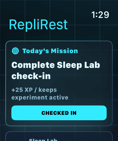 RepliRest Apple Watch today's mission check-in screen.